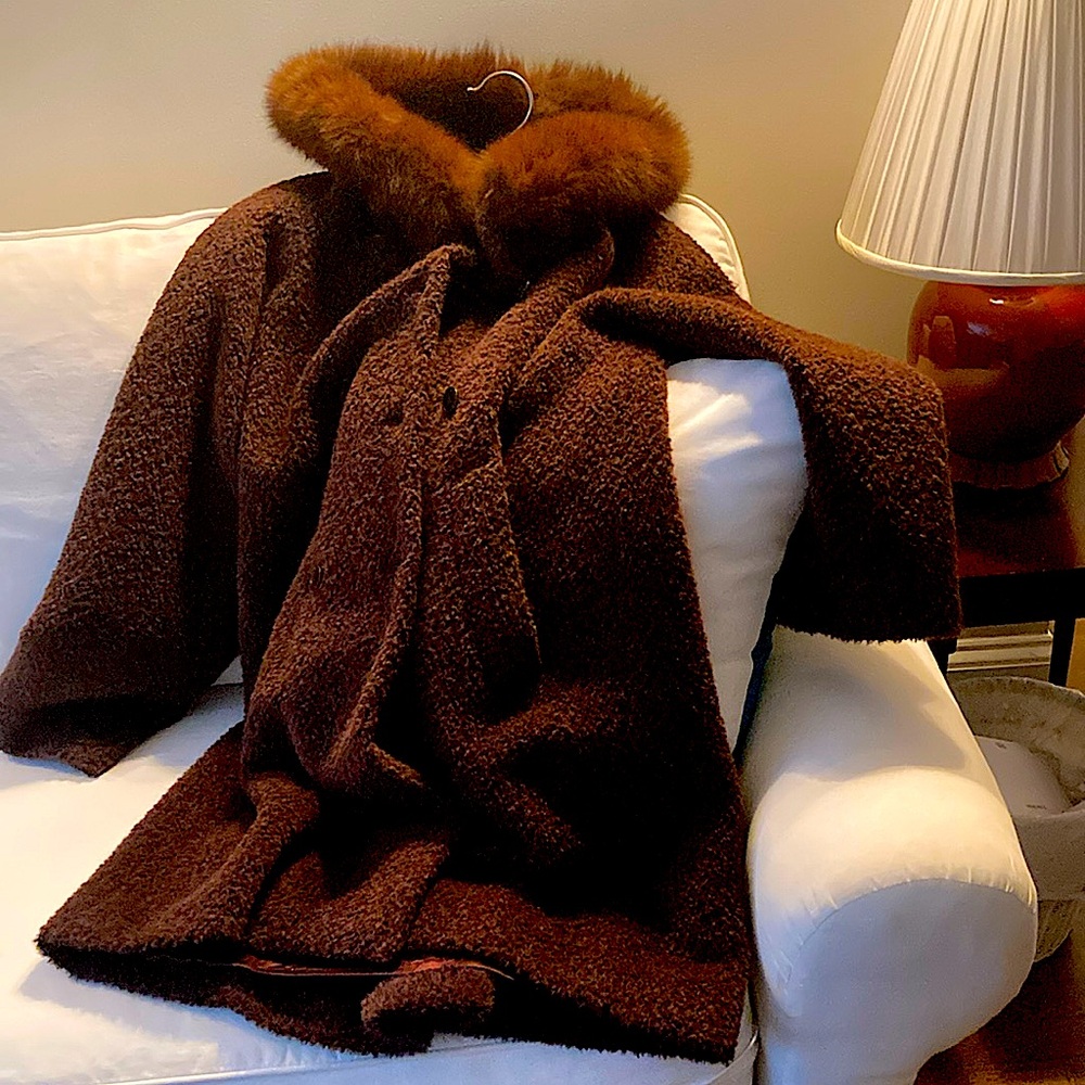 Searle Brown Fur Hood Trim Coat